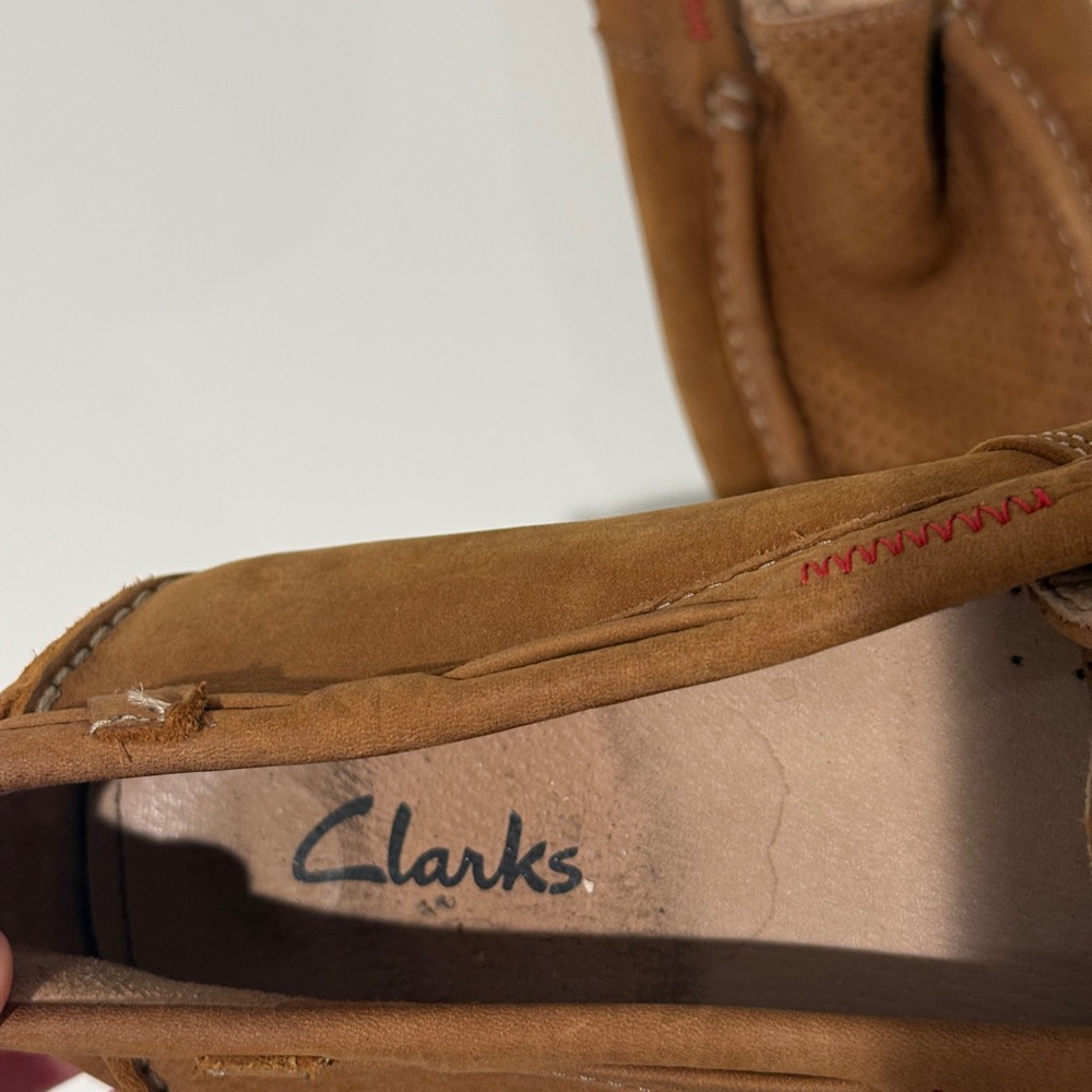 Clarks Tan Suede Slip-On Loafers - Picture 3 of 6